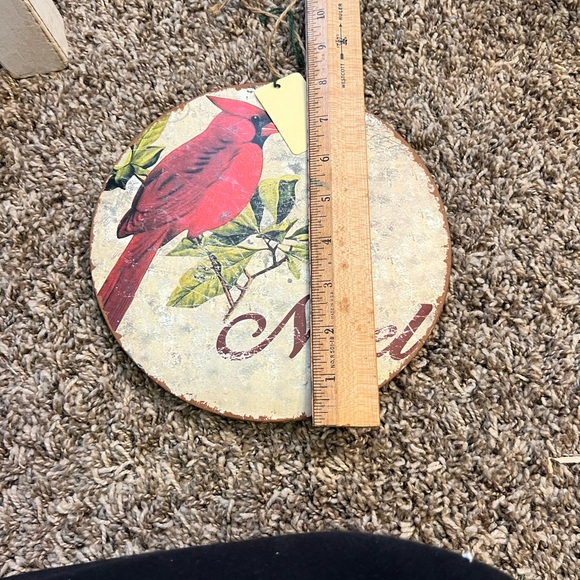 Large Round Metal Ornament With Red Cardinal - Picture 4 of 5